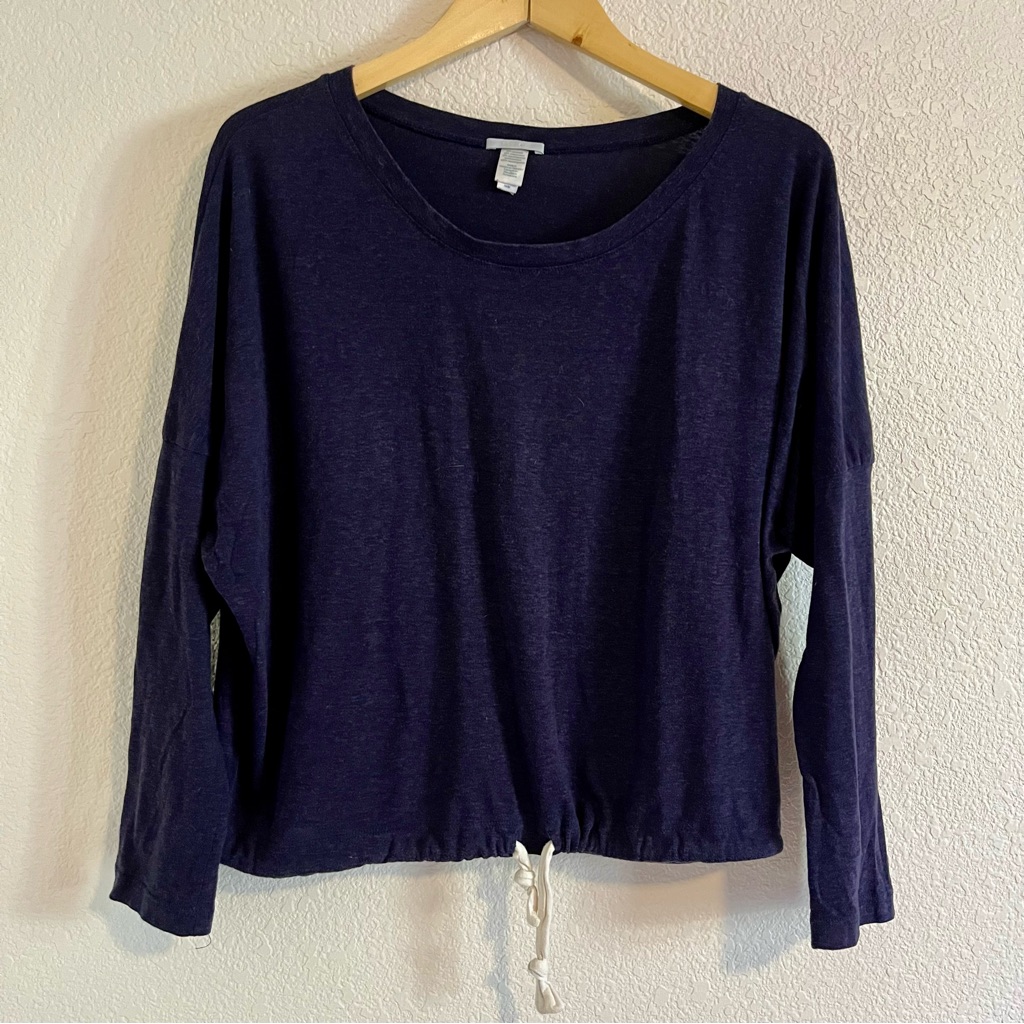 Eberjey Navy Blue Long Sleeve Slouchy Tee Shirt Top Loungewear Sleep
